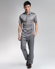 蒙特伦斯男装灰色印花翻领T恤评测 比购网助您精明网购